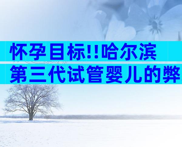 怀孕目标!!哈尔滨第三代试管婴儿的弊端与优势,帮助不孕夫妇    